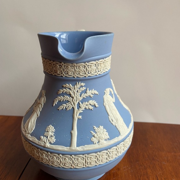 Wedgwood vintage blue jasperwear pitcher can be used as a vase. - Picture 3 of 6